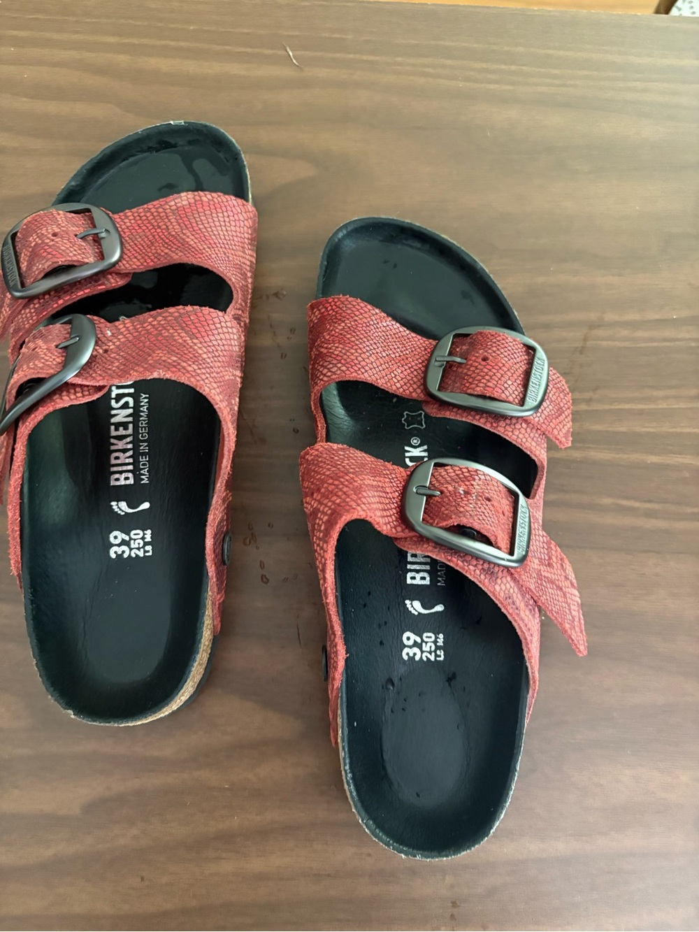 Birkenstock Red Double Buckle Sandals